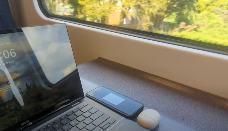 Inseego Mifi M2000 in use on a train